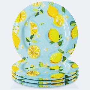 6 Trina Turk Melamine Lemon Plates- 10.75”